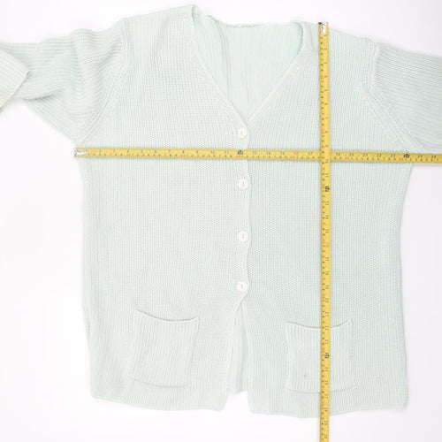 Marks and Spencer Women’s Pale Green Cotton V-Neck Long Sleeve Cardigan Size 16