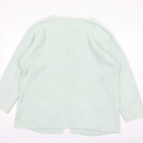 Marks and Spencer Women’s Pale Green Cotton V-Neck Long Sleeve Cardigan Size 16