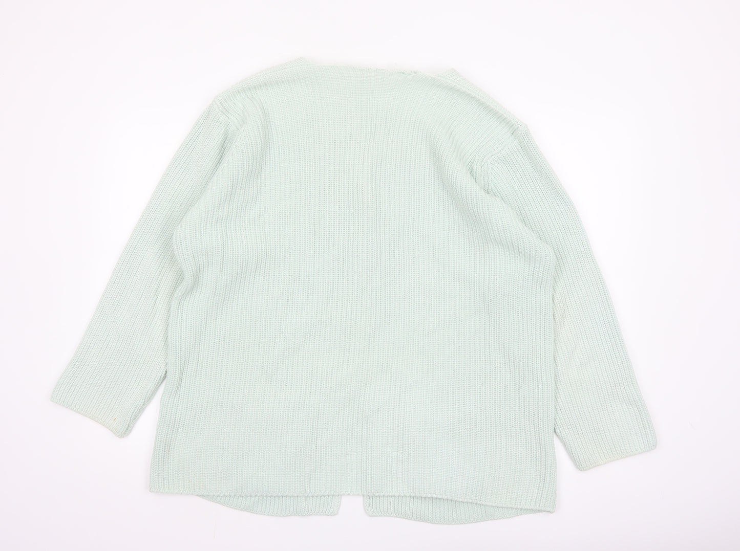 Marks and Spencer Women’s Pale Green Cotton V-Neck Long Sleeve Cardigan Size 16