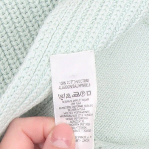 Marks and Spencer Women’s Pale Green Cotton V-Neck Long Sleeve Cardigan Size 16