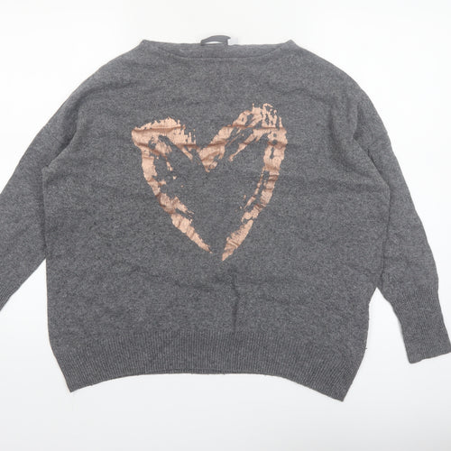 Mint Velvet Women's Grey Heart Pullover Jumper Size M