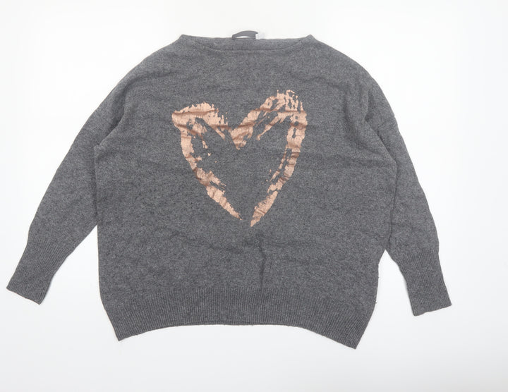 Mint Velvet Women's Grey Heart Pullover Jumper Size M