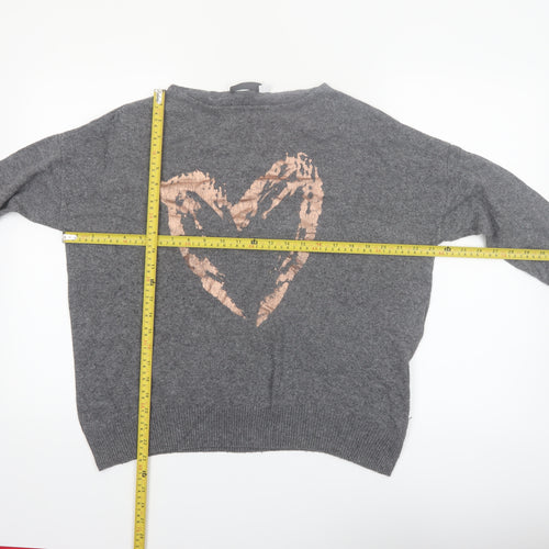 Mint Velvet Women's Grey Heart Pullover Jumper Size M