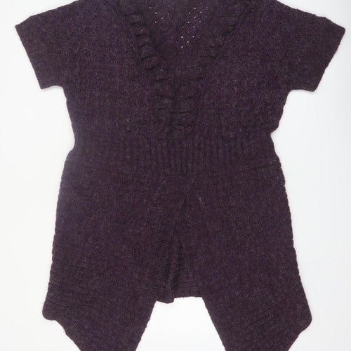 South Lodge Women's Purple Knit Ruffle Open Cardigan Size M
