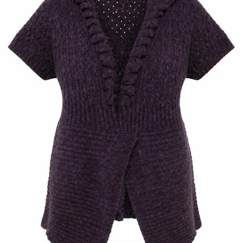 South Lodge Women's Purple Knit Ruffle Open Cardigan Size M