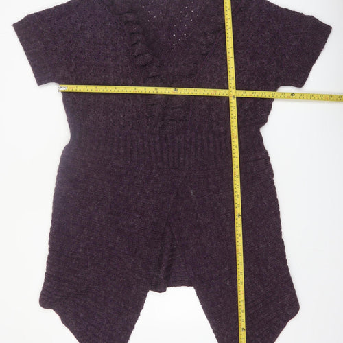 South Lodge Women's Purple Knit Ruffle Open Cardigan Size M