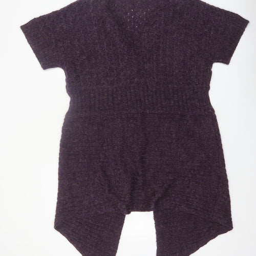 South Lodge Women's Purple Knit Ruffle Open Cardigan Size M