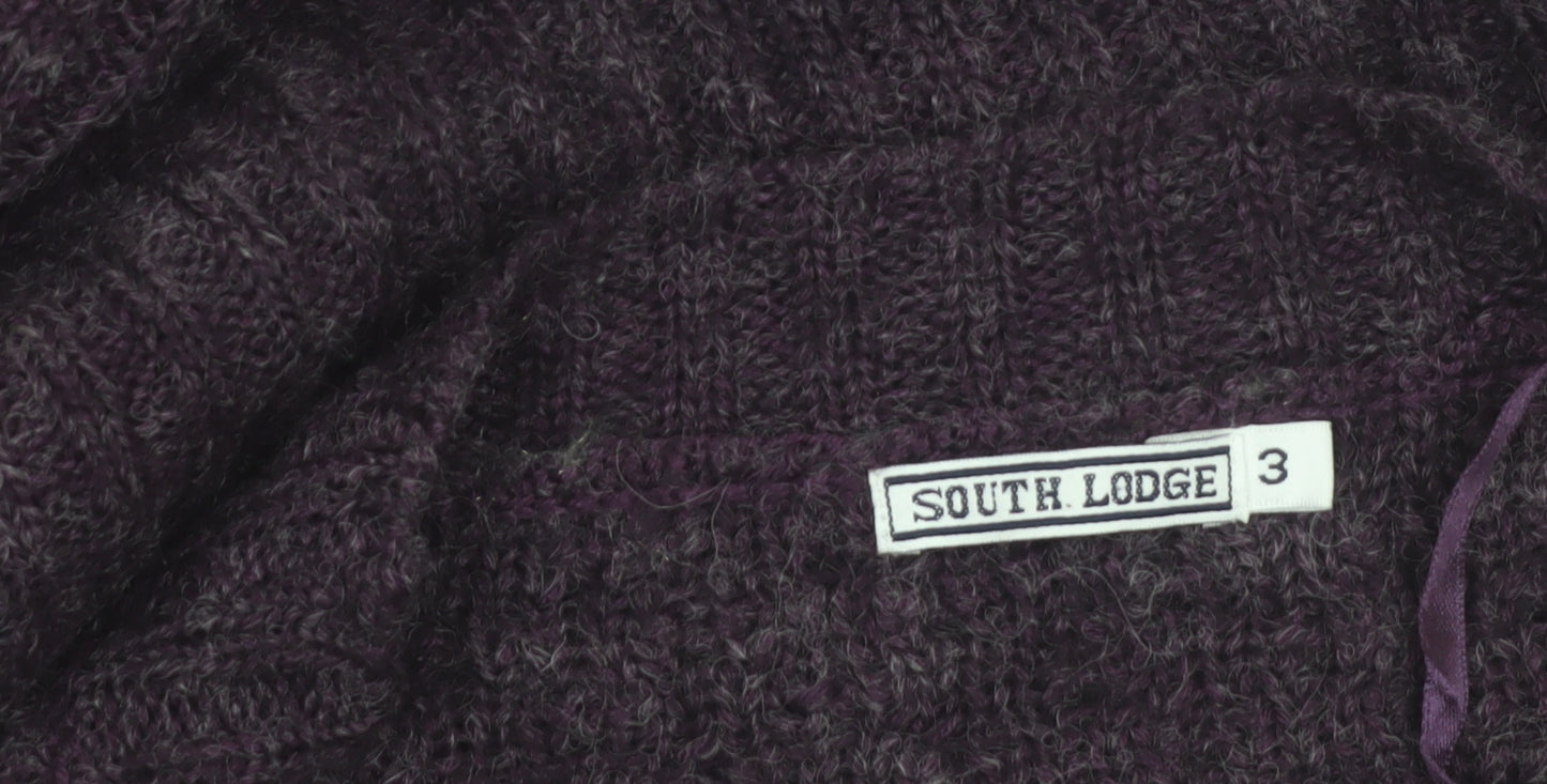 South Lodge Women's Purple Knit Ruffle Open Cardigan Size M