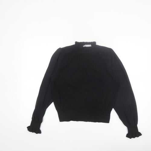 Oasis Womens Black High Neck Cable Knit Jumper Medium