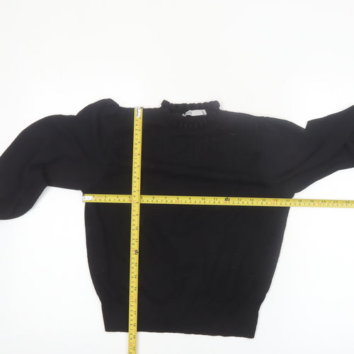 Oasis Womens Black High Neck Cable Knit Jumper Medium