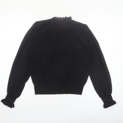 Oasis Womens Black High Neck Cable Knit Jumper Medium
