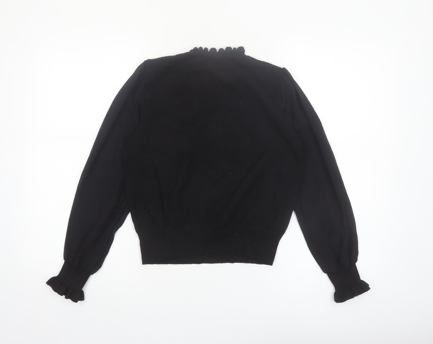 Oasis Womens Black High Neck Cable Knit Jumper Medium