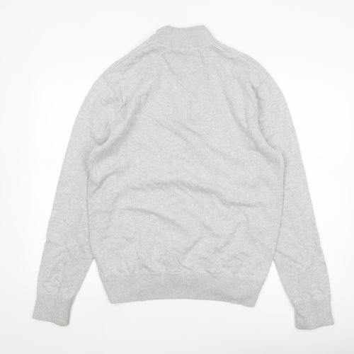 Jack Wills Men Grey Cotton 1/4 Zip High Neck Jumper Size M