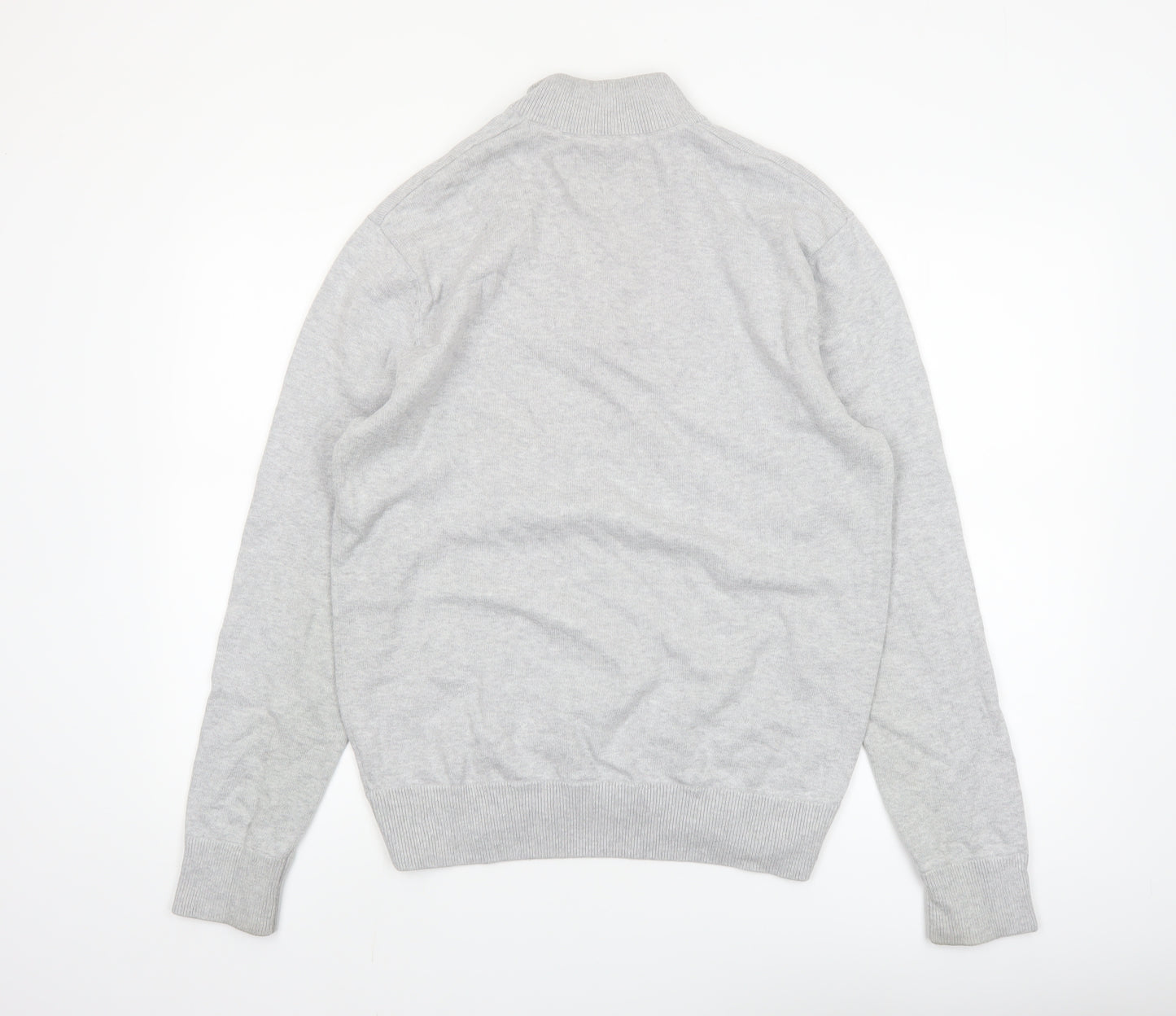 Jack Wills Men Grey Cotton 1/4 Zip High Neck Jumper Size M