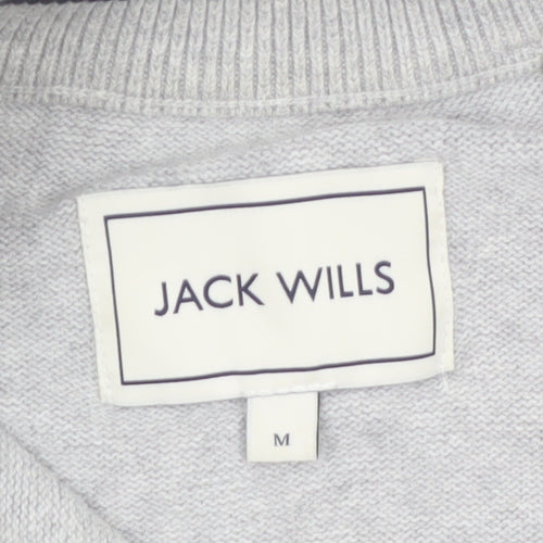 Jack Wills Men Grey Cotton 1/4 Zip High Neck Jumper Size M