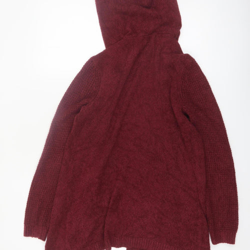 Lands' End Women's Red Hooded Open Knit Cardigan Size S