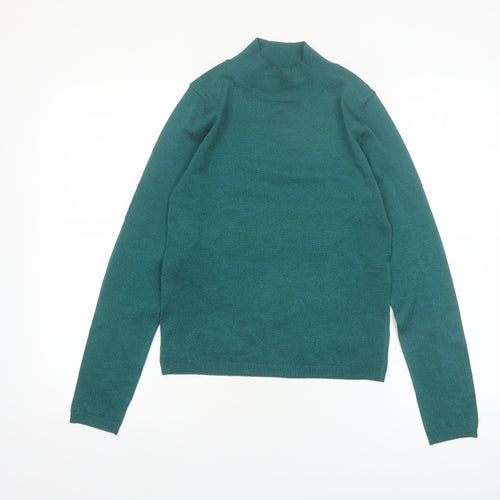 MNG Women’s Green Mock Neck Slim Fit Knit Jumper Size S