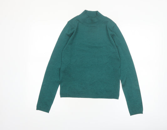 MNG Women’s Green Mock Neck Slim Fit Knit Jumper Size S