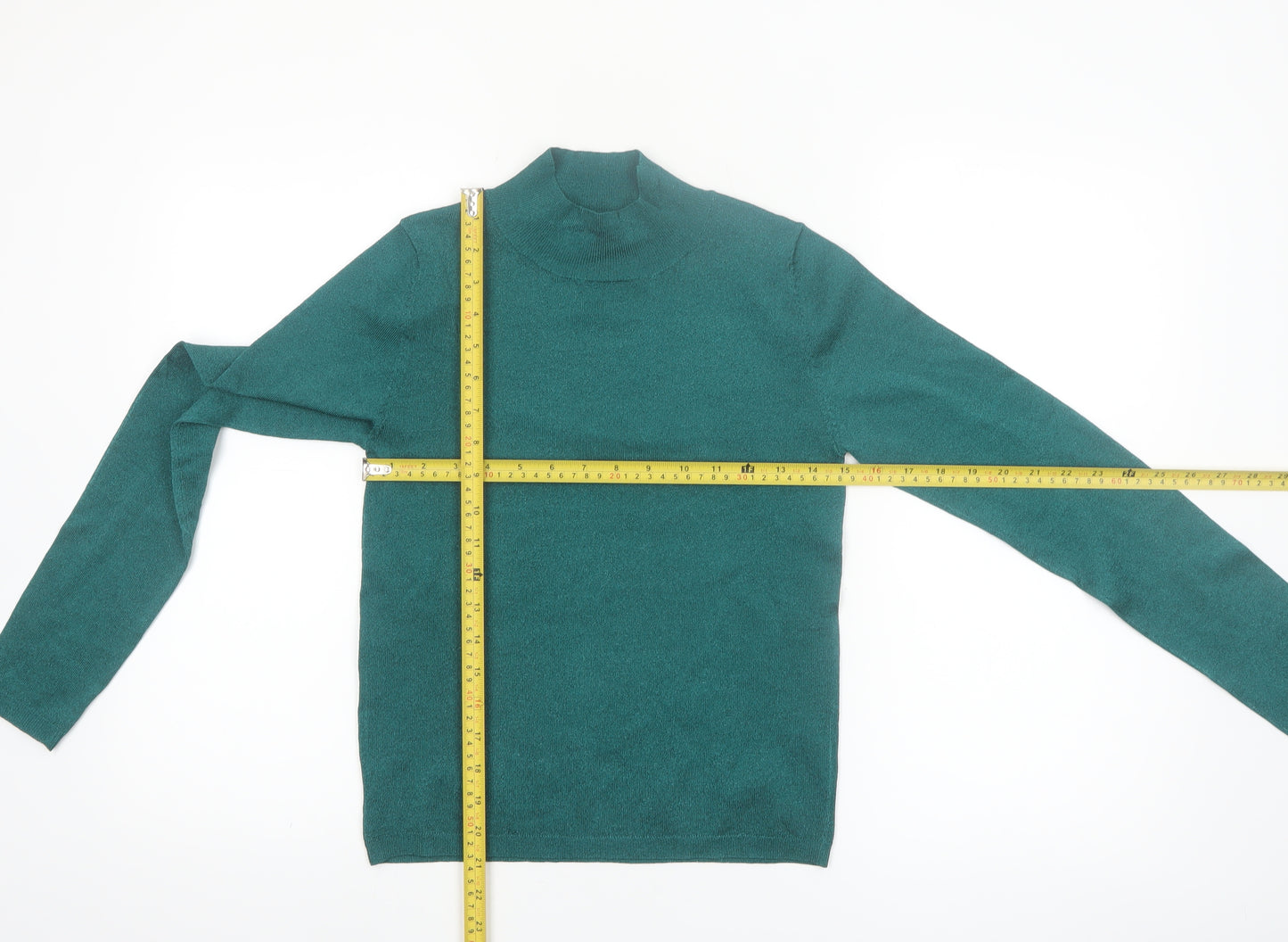 MNG Women’s Green Mock Neck Slim Fit Knit Jumper Size S