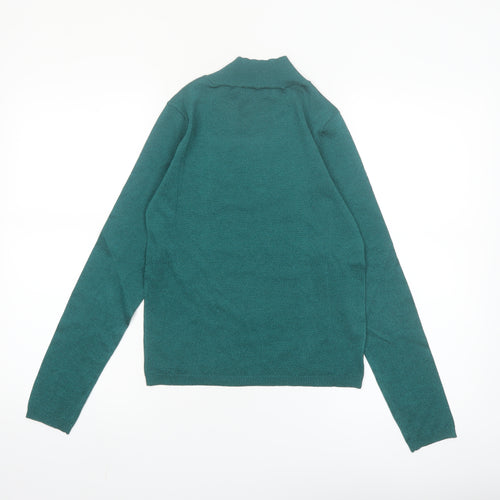 MNG Women’s Green Mock Neck Slim Fit Knit Jumper Size S