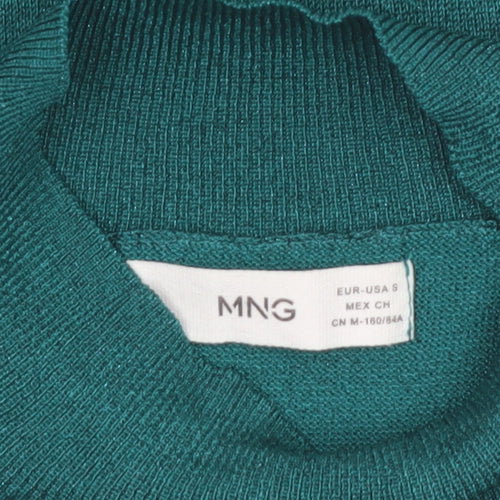 MNG Women’s Green Mock Neck Slim Fit Knit Jumper Size S