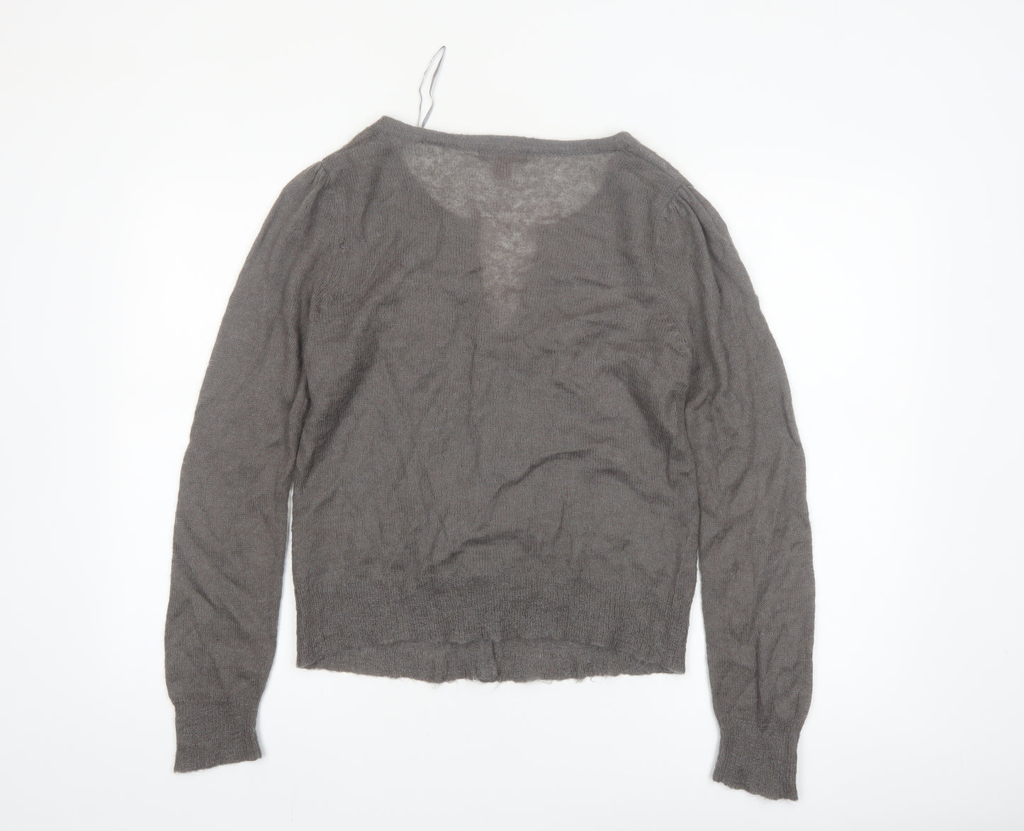 Monsoon Women Grey V-Neck Embroidered Cardigan Size 12