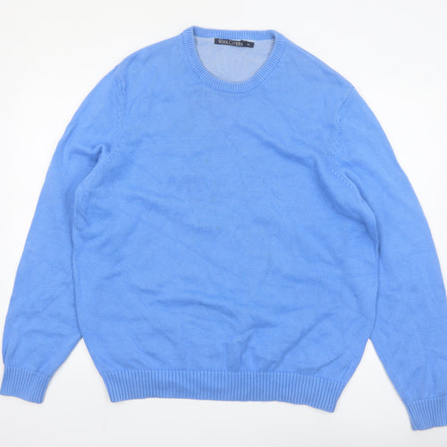 Woolovers Men's Blue Cotton Crew Neck Pullover Jumper XL