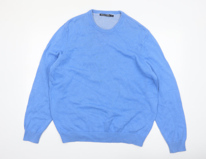 Woolovers Men's Blue Cotton Crew Neck Pullover Jumper XL
