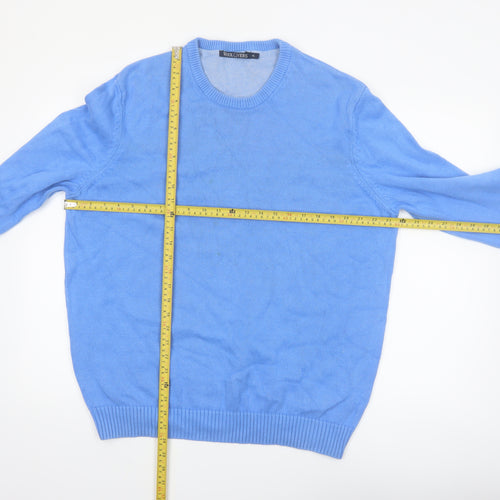 Woolovers Men's Blue Cotton Crew Neck Pullover Jumper XL