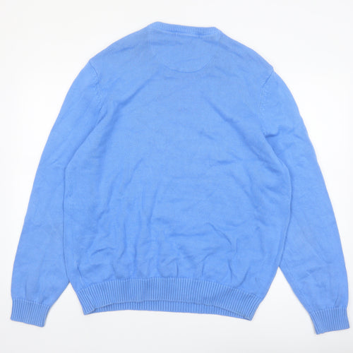 Woolovers Men's Blue Cotton Crew Neck Pullover Jumper XL