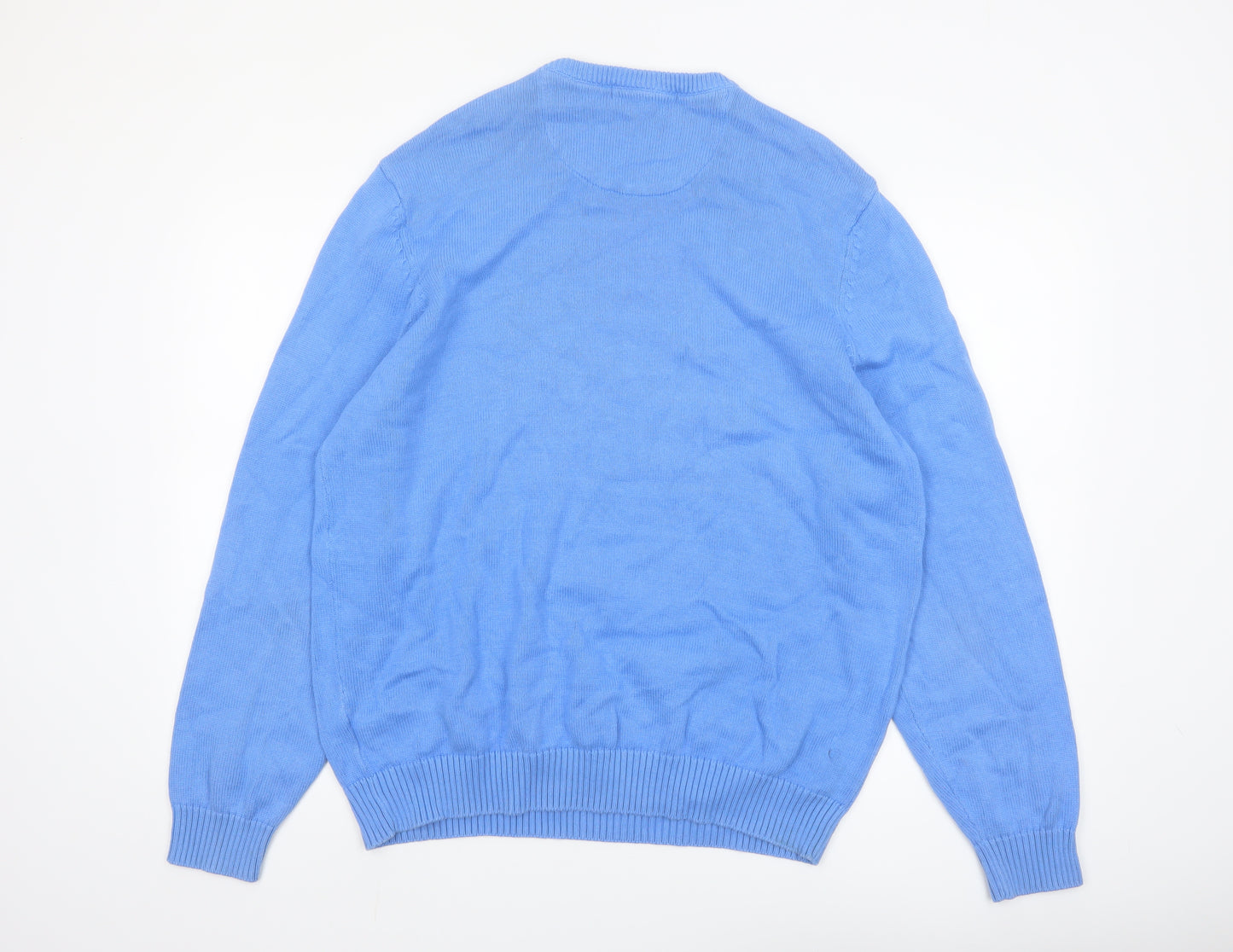 Woolovers Men's Blue Cotton Crew Neck Pullover Jumper XL