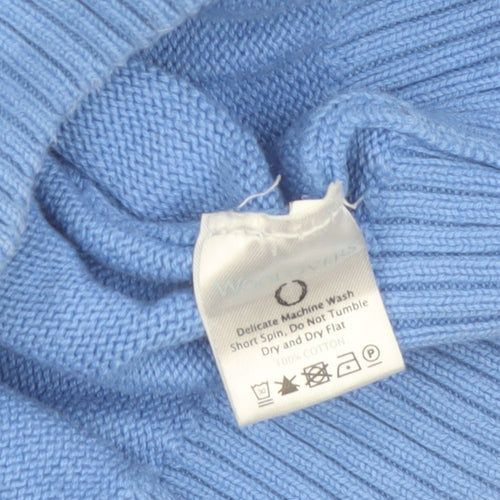 Woolovers Men's Blue Cotton Crew Neck Pullover Jumper XL