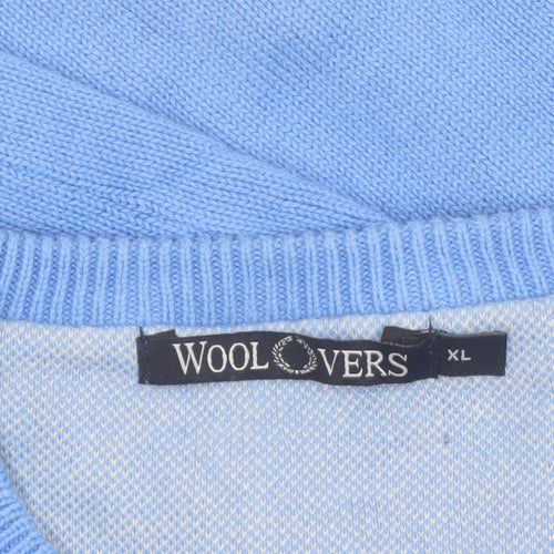 Woolovers Men's Blue Cotton Crew Neck Pullover Jumper XL
