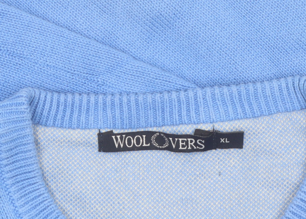 Woolovers Men's Blue Cotton Crew Neck Pullover Jumper XL