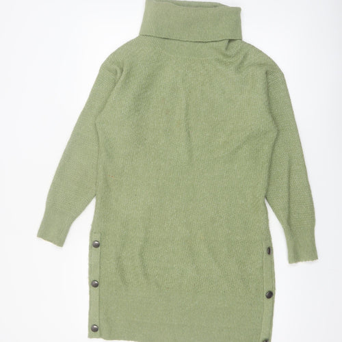 Monsoon Women’s Green Roll Neck Tunic Jumper Size S Long Sleeve
