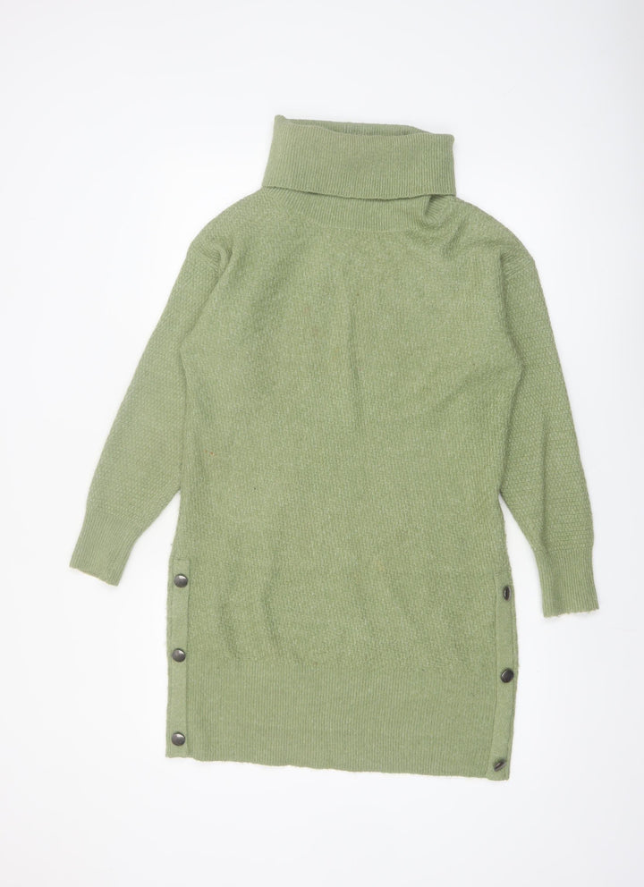 Monsoon Women’s Green Roll Neck Tunic Jumper Size S Long Sleeve