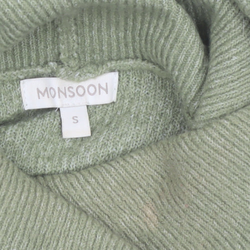 Monsoon Women’s Green Roll Neck Tunic Jumper Size S Long Sleeve