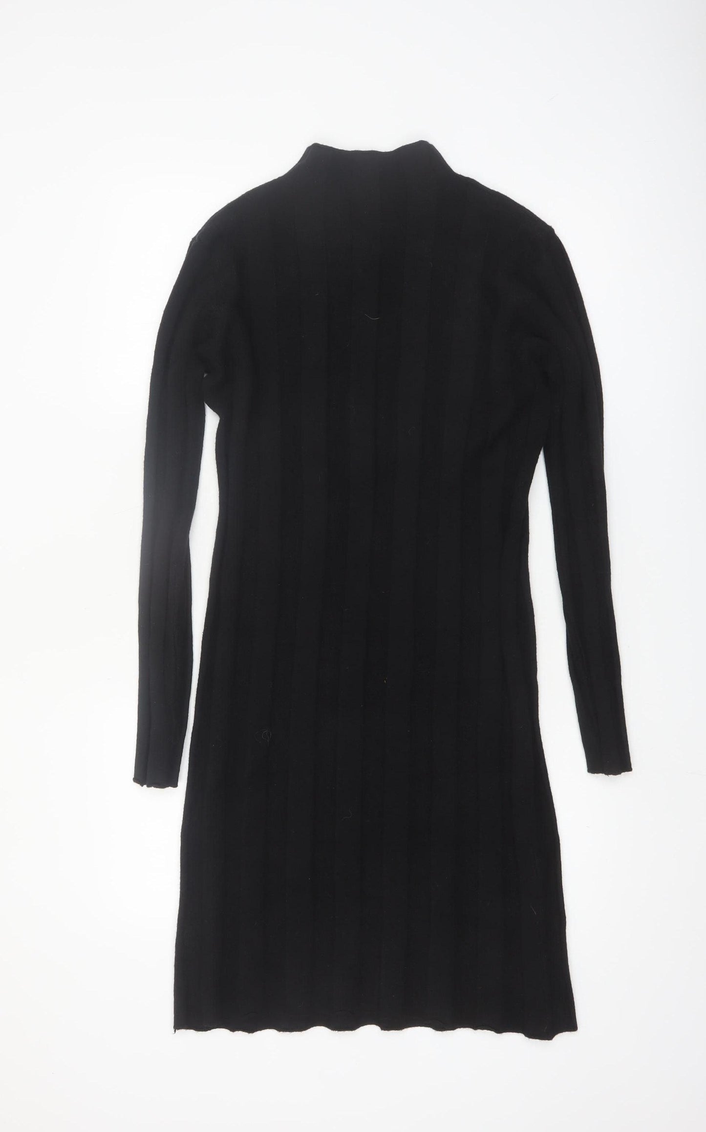 Melody Women's Black Bodycon Knit Knee Length Dress S Long Sleeve