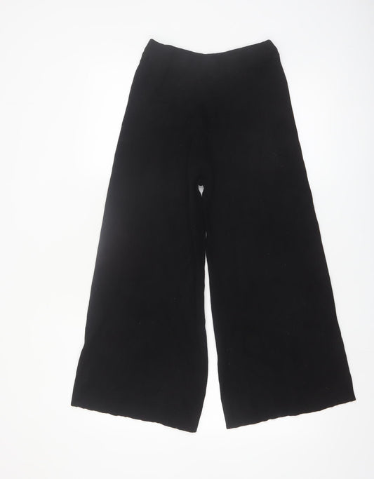 Zara Women’s Black Knit Wide-Leg Cropped Trousers Size S