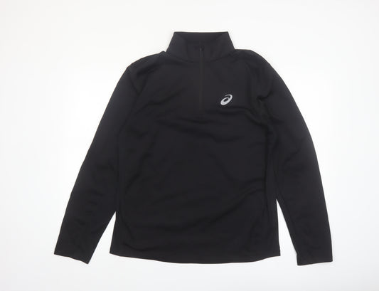 Asics Men's Black Long Sleeve 1/4 Zip Running Top Size L