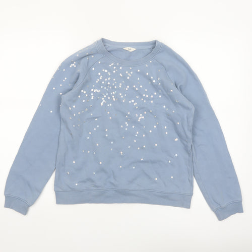 Hush Women's Blue Sequin Pullover Sweatshirt XS Organic Cotton