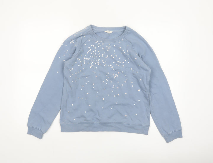Hush Women's Blue Sequin Pullover Sweatshirt XS Organic Cotton
