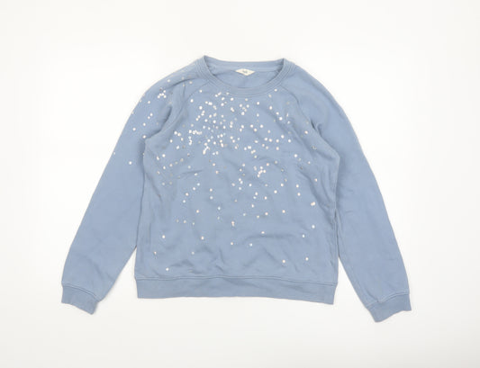 Hush Women's Blue Sequin Pullover Sweatshirt XS Organic Cotton