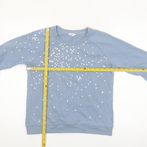 Hush Women's Blue Sequin Pullover Sweatshirt XS Organic Cotton