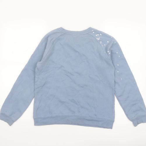 Hush Women's Blue Sequin Pullover Sweatshirt XS Organic Cotton