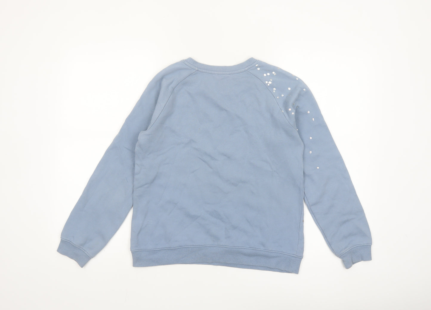 Hush Women's Blue Sequin Pullover Sweatshirt XS Organic Cotton