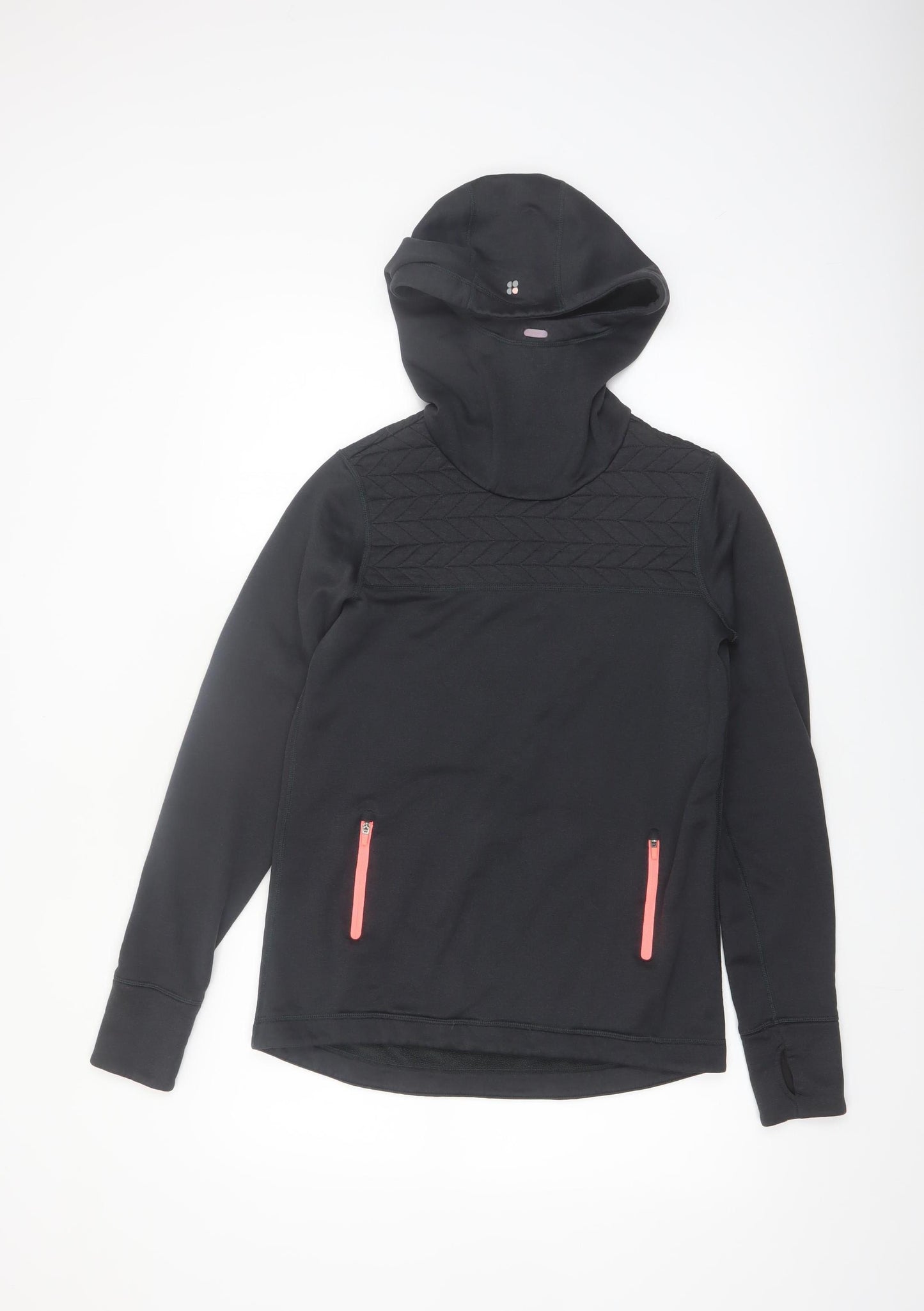 Sweaty Betty Womens Black XS Quilted Hooded Pullover Top