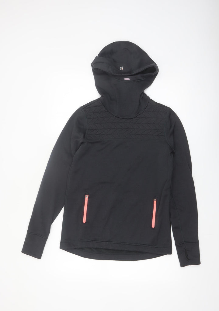 Sweaty Betty Womens Black XS Quilted Hooded Pullover Top