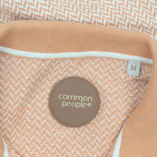 Common People Men's Orange Geometric Knit Polo Shirt Size M