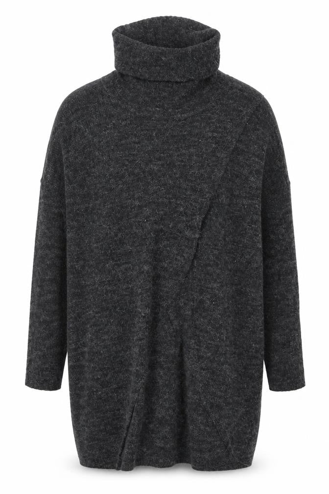 Front view of Only Women’s Grey Roll Neck Long Sleeve Knit Jumper L